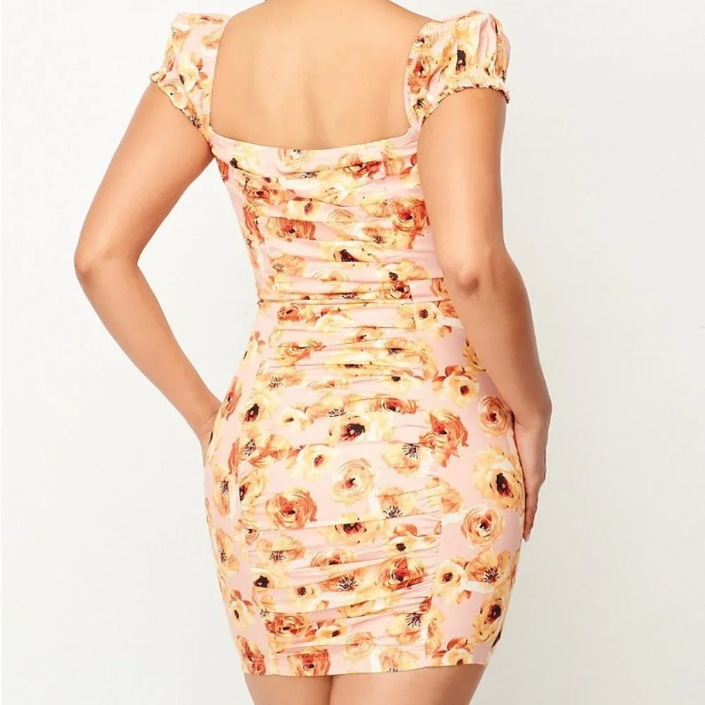 NWT Floral Print Corset Style Mini Dress - Picture 3 of 3